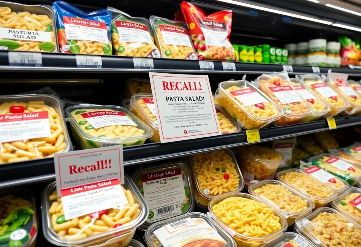 Recall notice on Albertsons deli products due to listeria concerns.