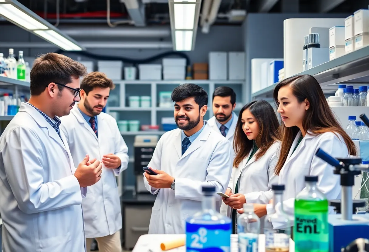 Researchers collaborating in a bioscience laboratory in Arizona