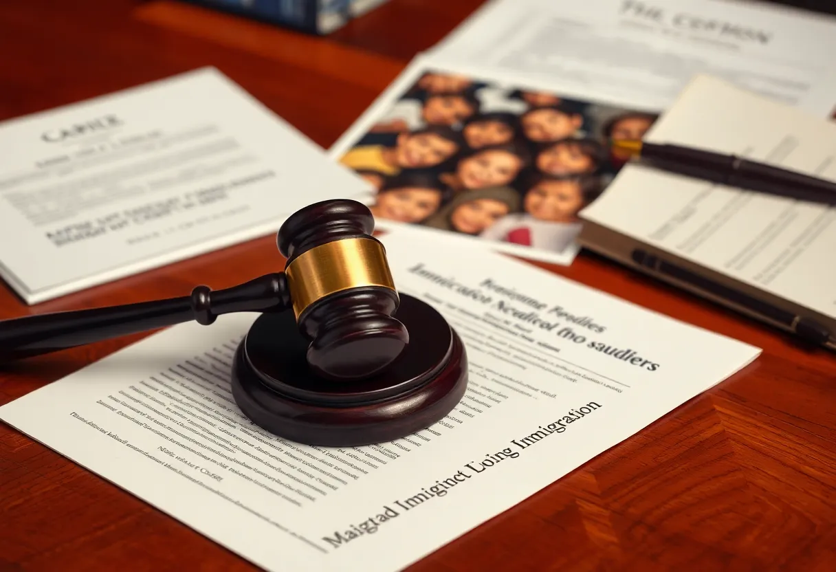 Courtroom depicting legal proceedings on child deportation case
