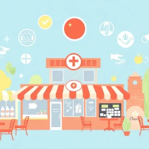 An illustration of restaurants focusing on health and safety code violations.
