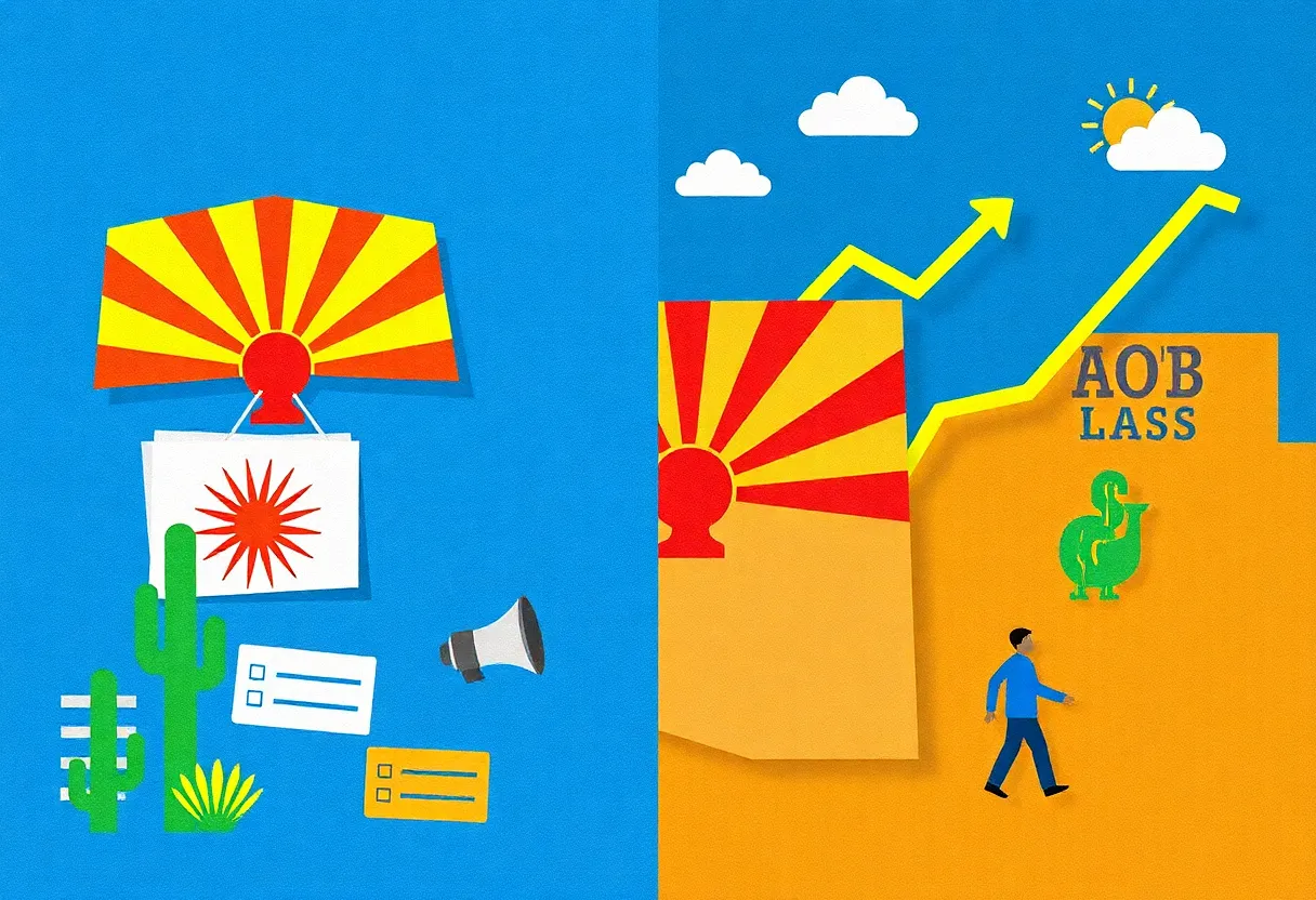 Illustration representing Arizona's economic challenges and legislative risks