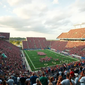Crowd at Arizona State football stadium during season opener.