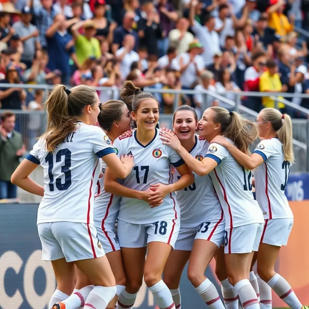 Celebration after Arizona State women's soccer victory