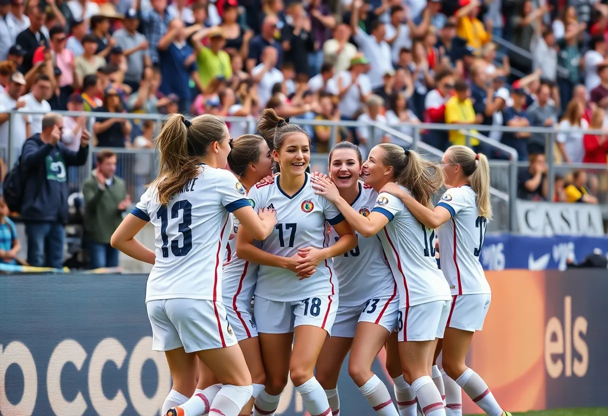 Celebration after Arizona State women's soccer victory