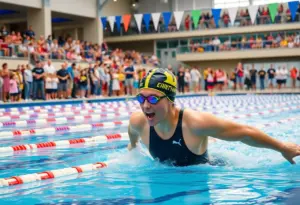 Fans cheering at the University of Arizona triathlon event.