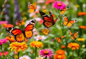 Painted Lady butterflies taking flight during the release event in Phoenix.