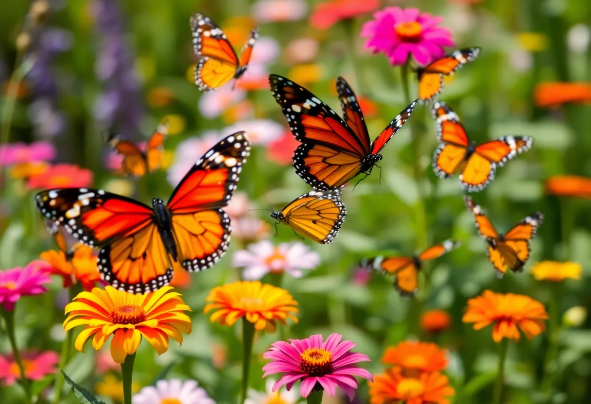 Painted Lady butterflies taking flight during the release event in Phoenix.
