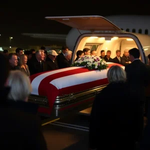 Casket of Charlie Kirk arriving at airport