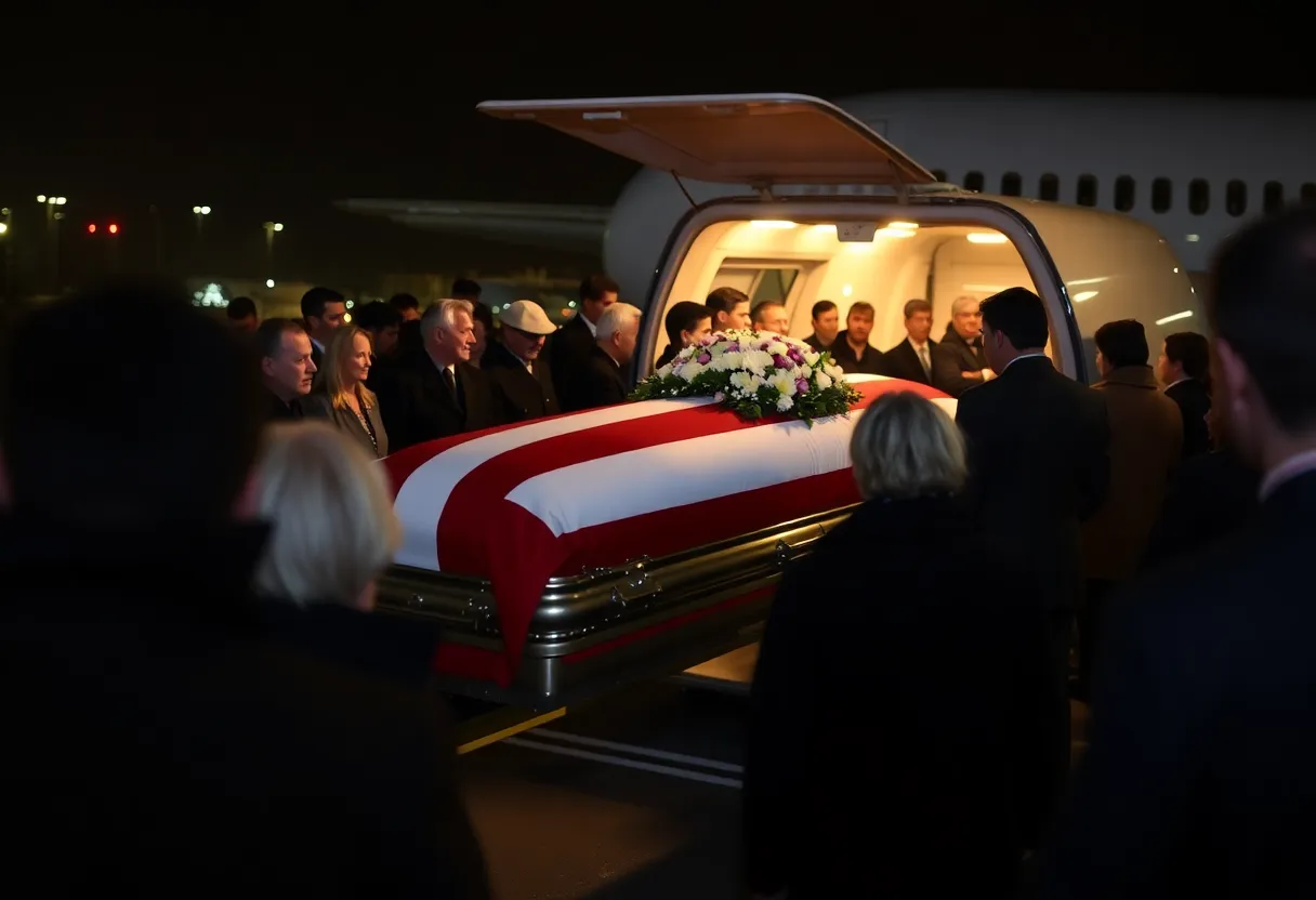 Casket of Charlie Kirk arriving at airport