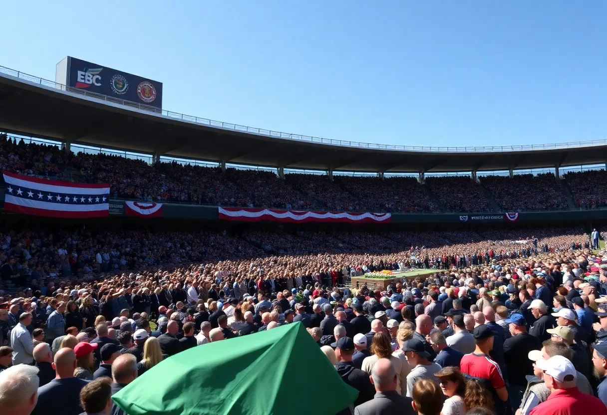Crowd gathered at the Charlie Kirk memorial service in Arizona