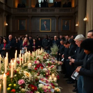 Attendees at a memorial vigil honoring Charlie Kirk at the Kennedy Center.