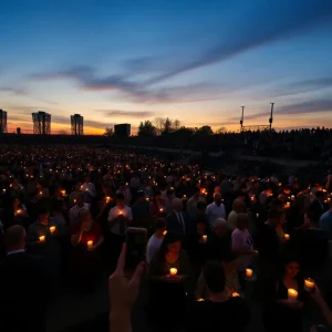 Candlelight vigil for Charlie Kirk with a diverse crowd