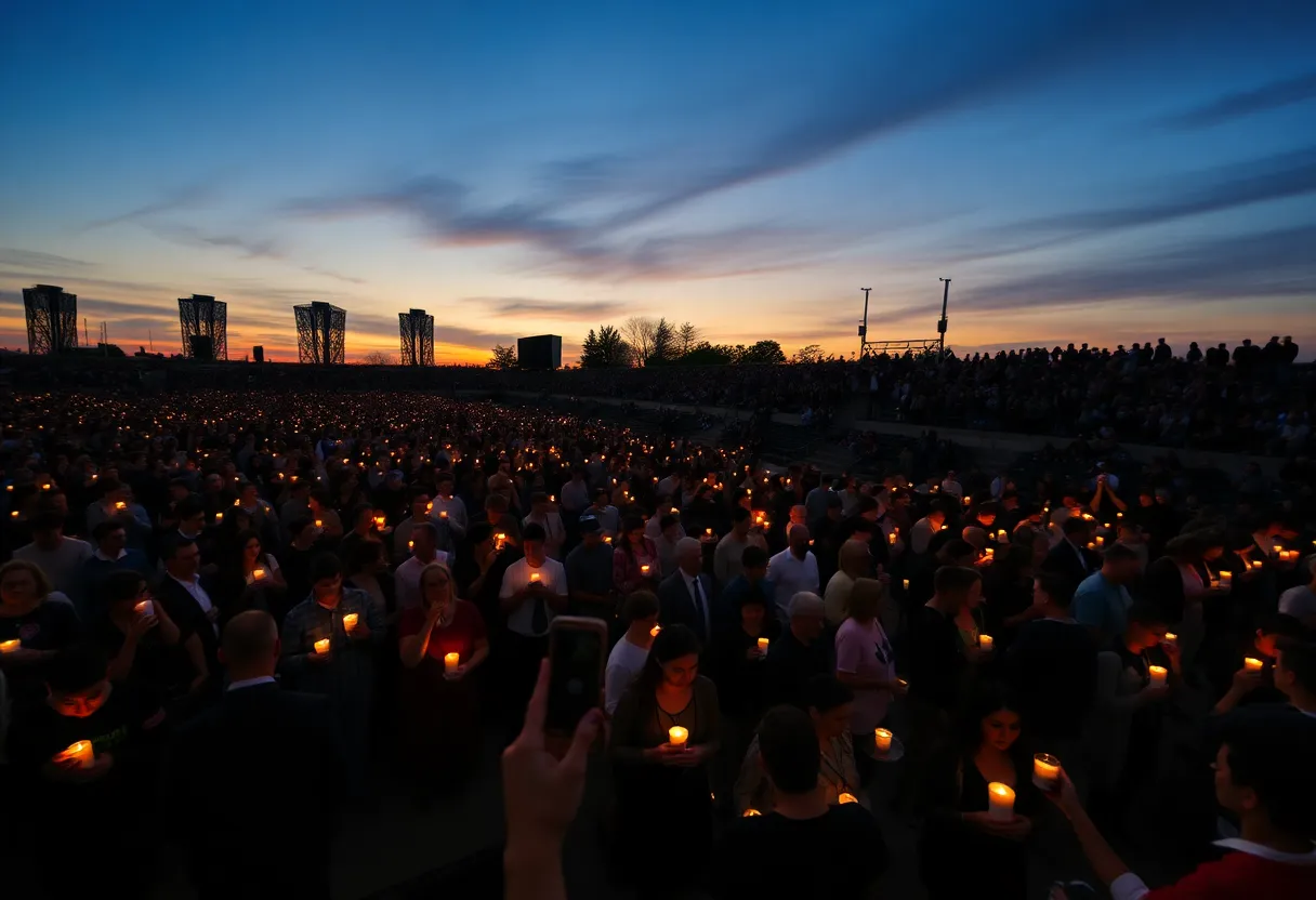 Candlelight vigil for Charlie Kirk with a diverse crowd