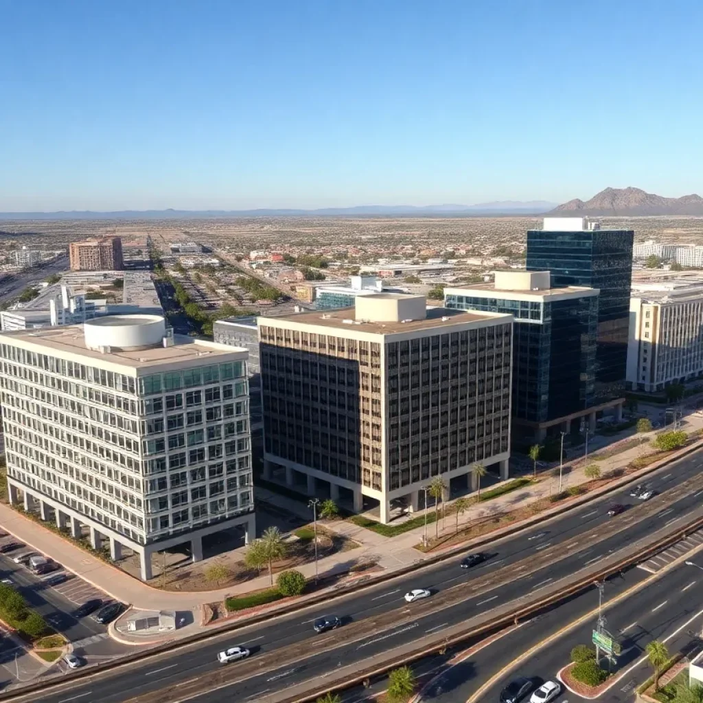 Aerial view of Class A office buildings in Phoenix, Arizona