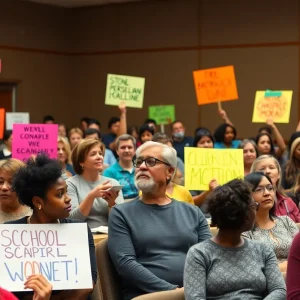 Concerned community members expressing their opinions at a Norfolk School Board meeting