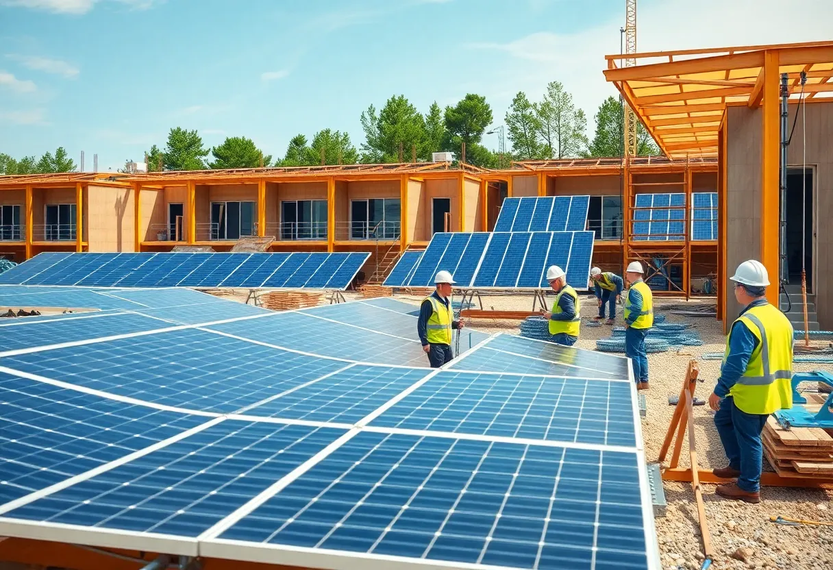 Innovative construction site with renewable energy projects