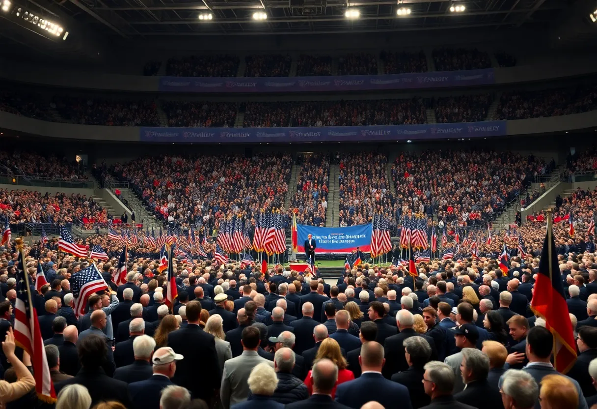 Crowd gathered at State Farm Stadium for a memorial service