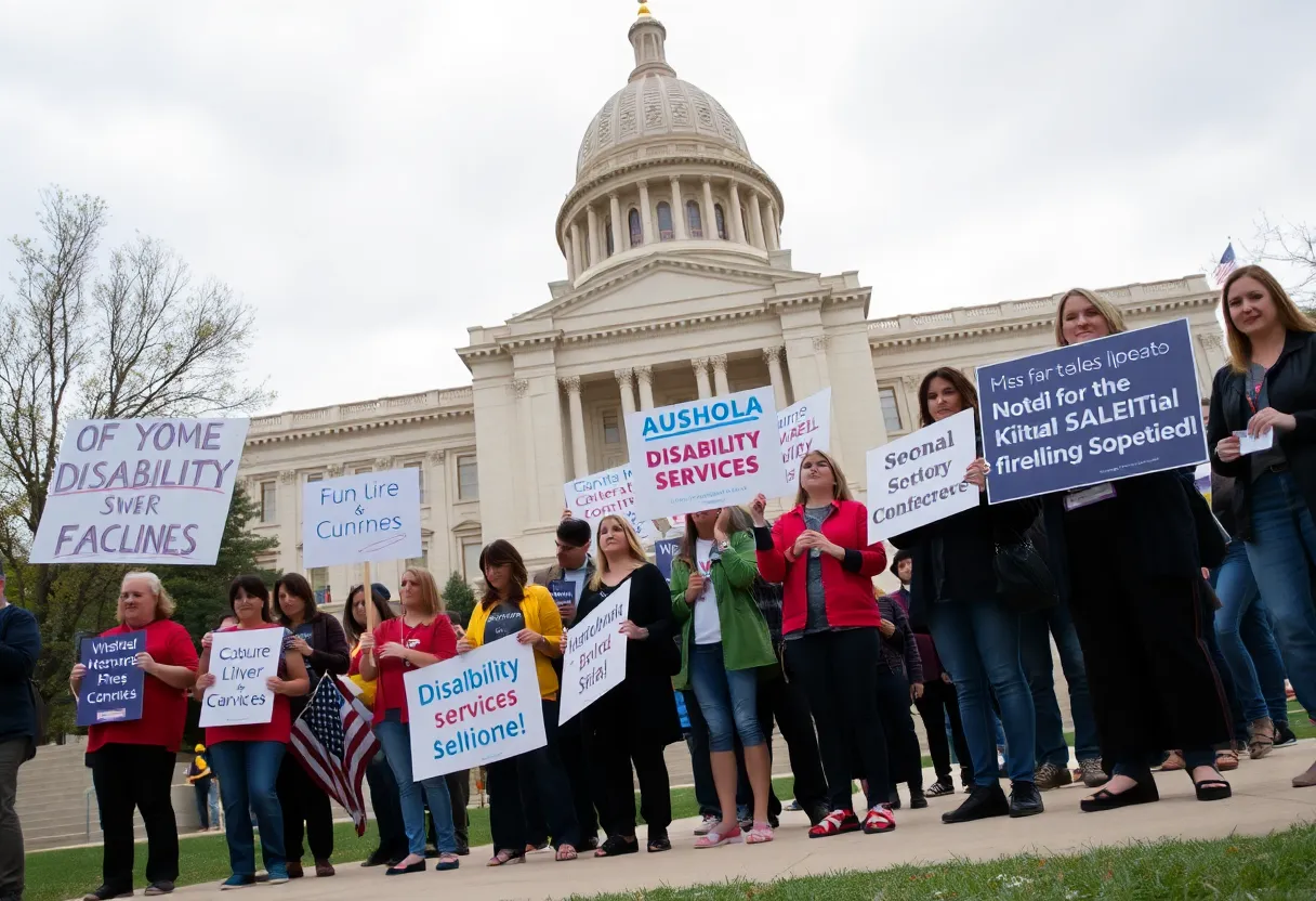Families advocating for disability services at the Arizona Capitol