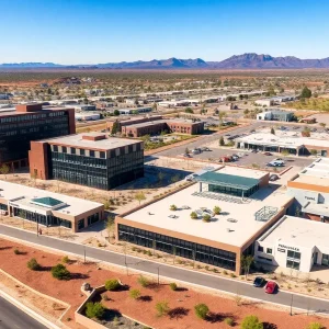 Aerial view of the Dove Valley Towne Center mixed-use development site.