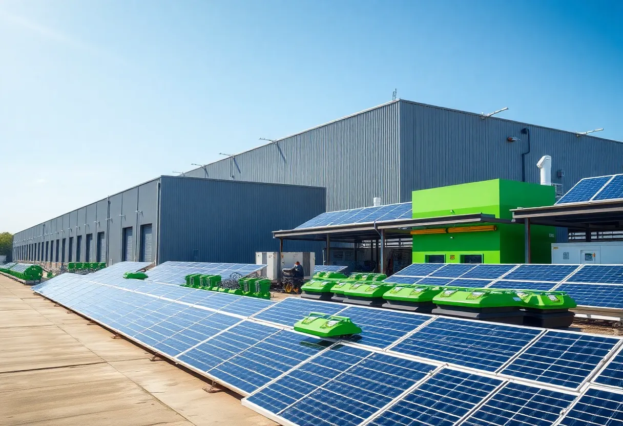 Ecobat industrial battery recycling facility with solar panels.