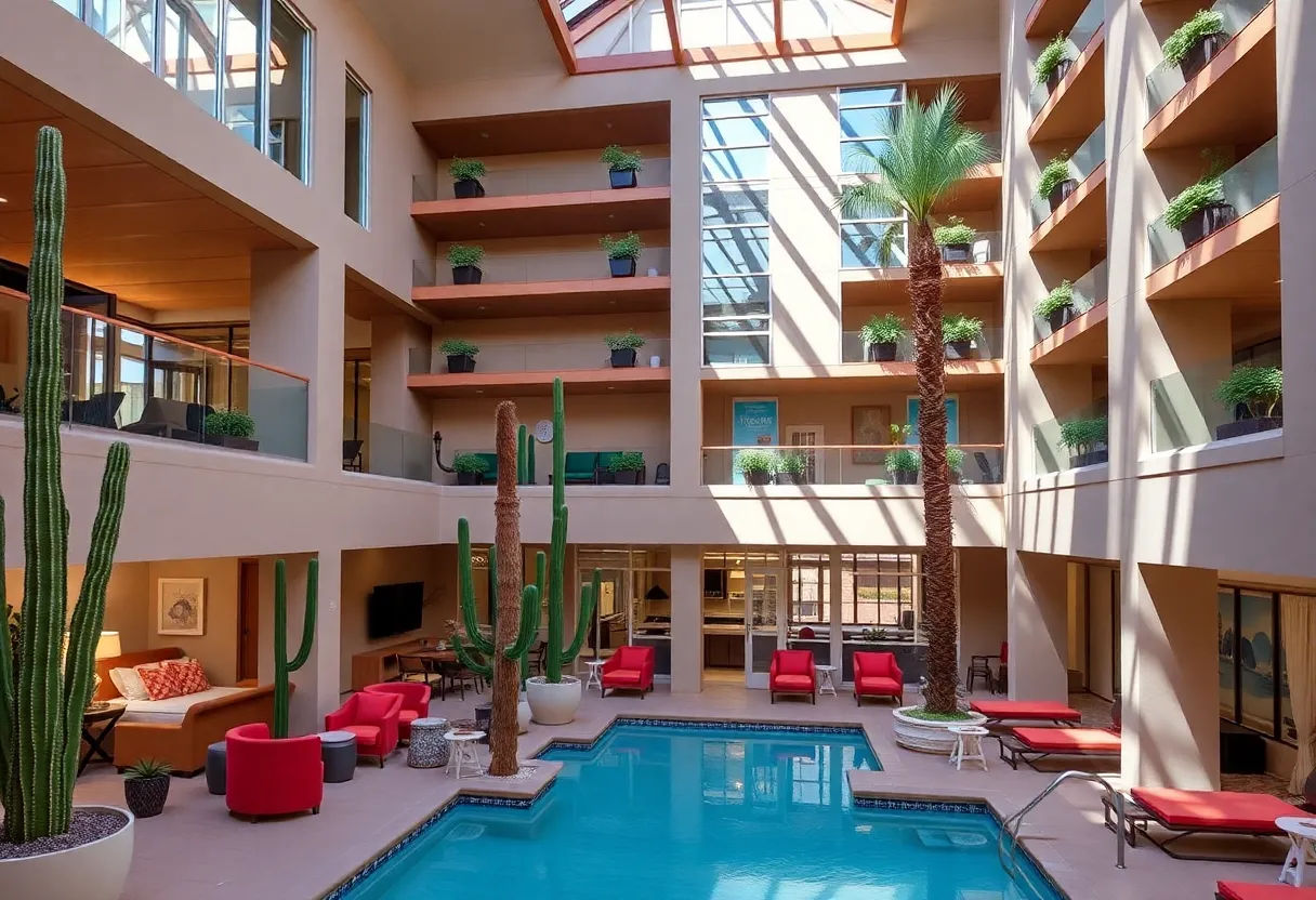Renovated atrium of Embassy Suites by Hilton Phoenix Biltmore