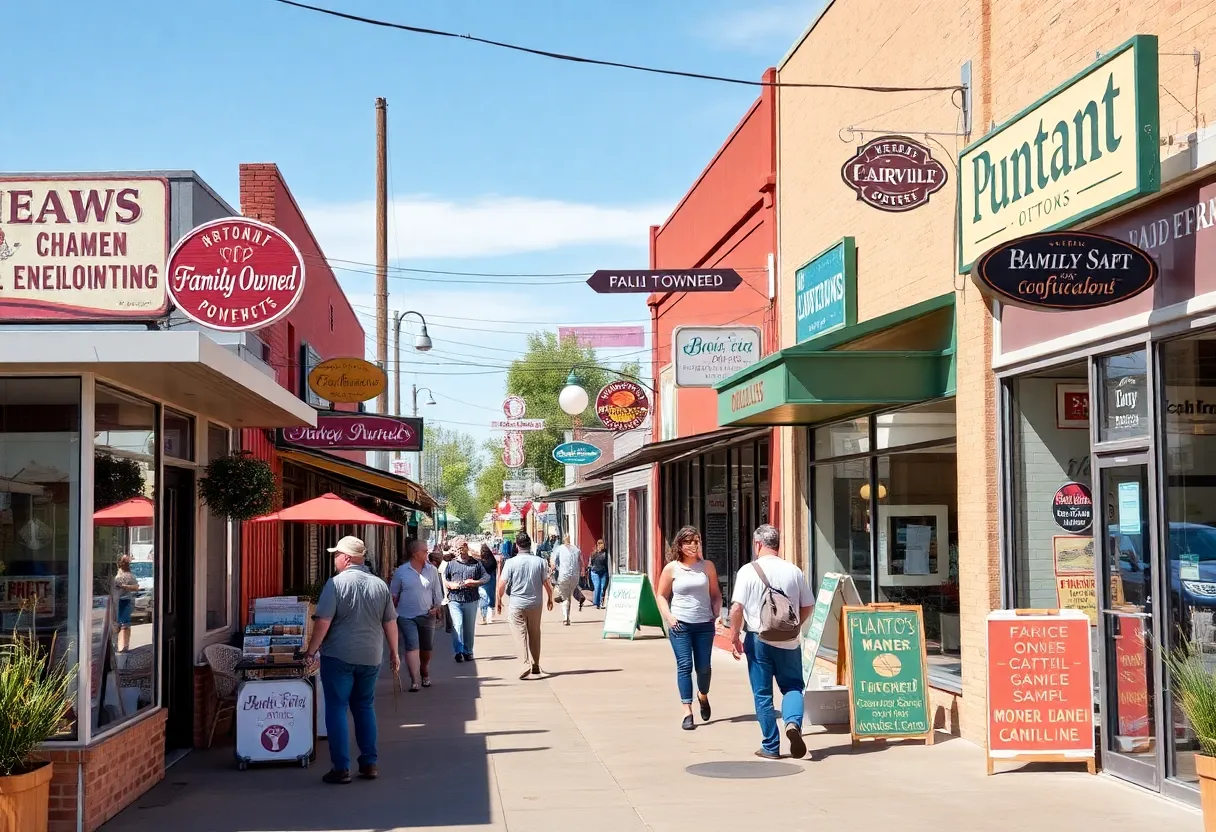 A collection of family-owned businesses lining a street in Arizona, symbolizing community support.