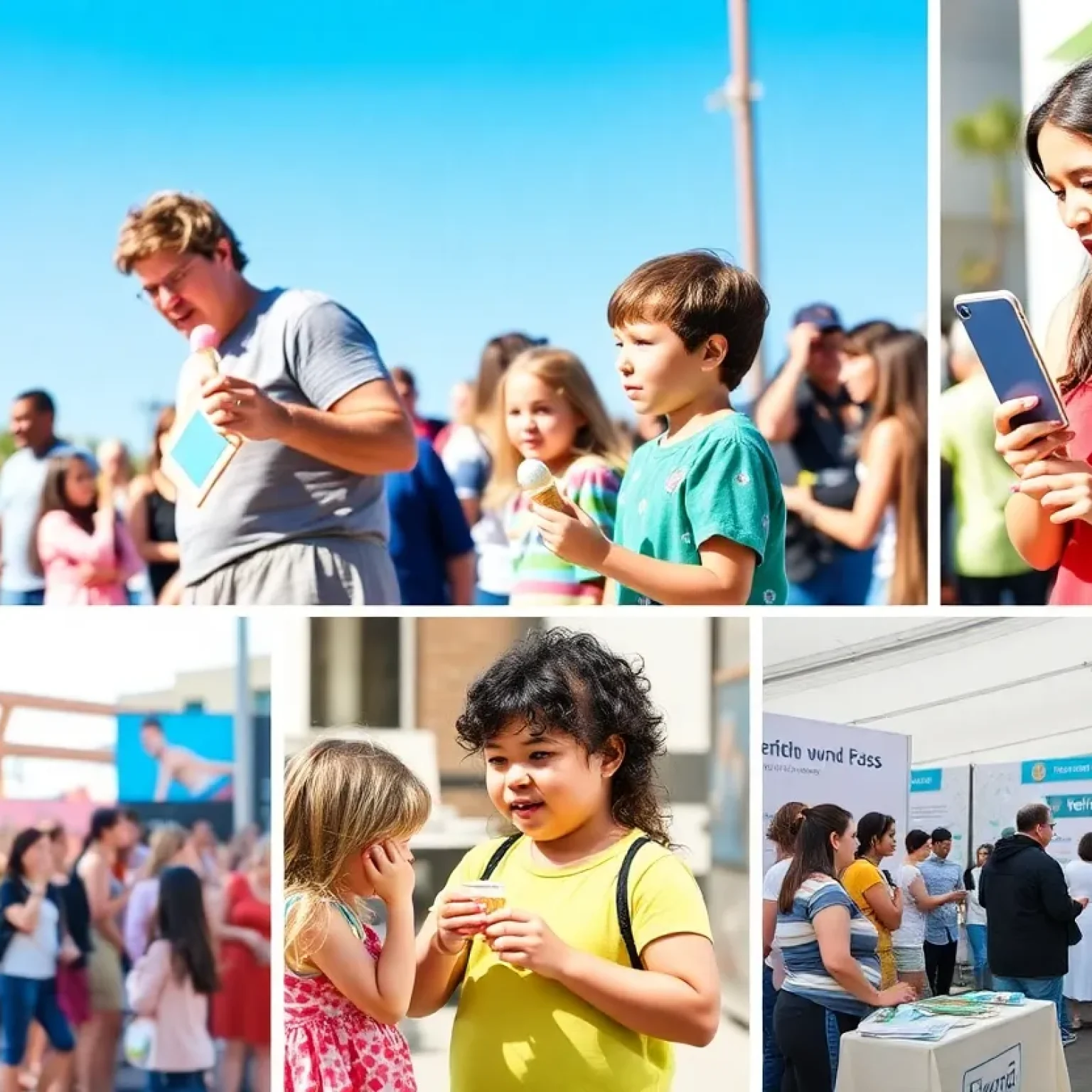 Collage of health events in Phoenix, including storytelling and an ice cream social.