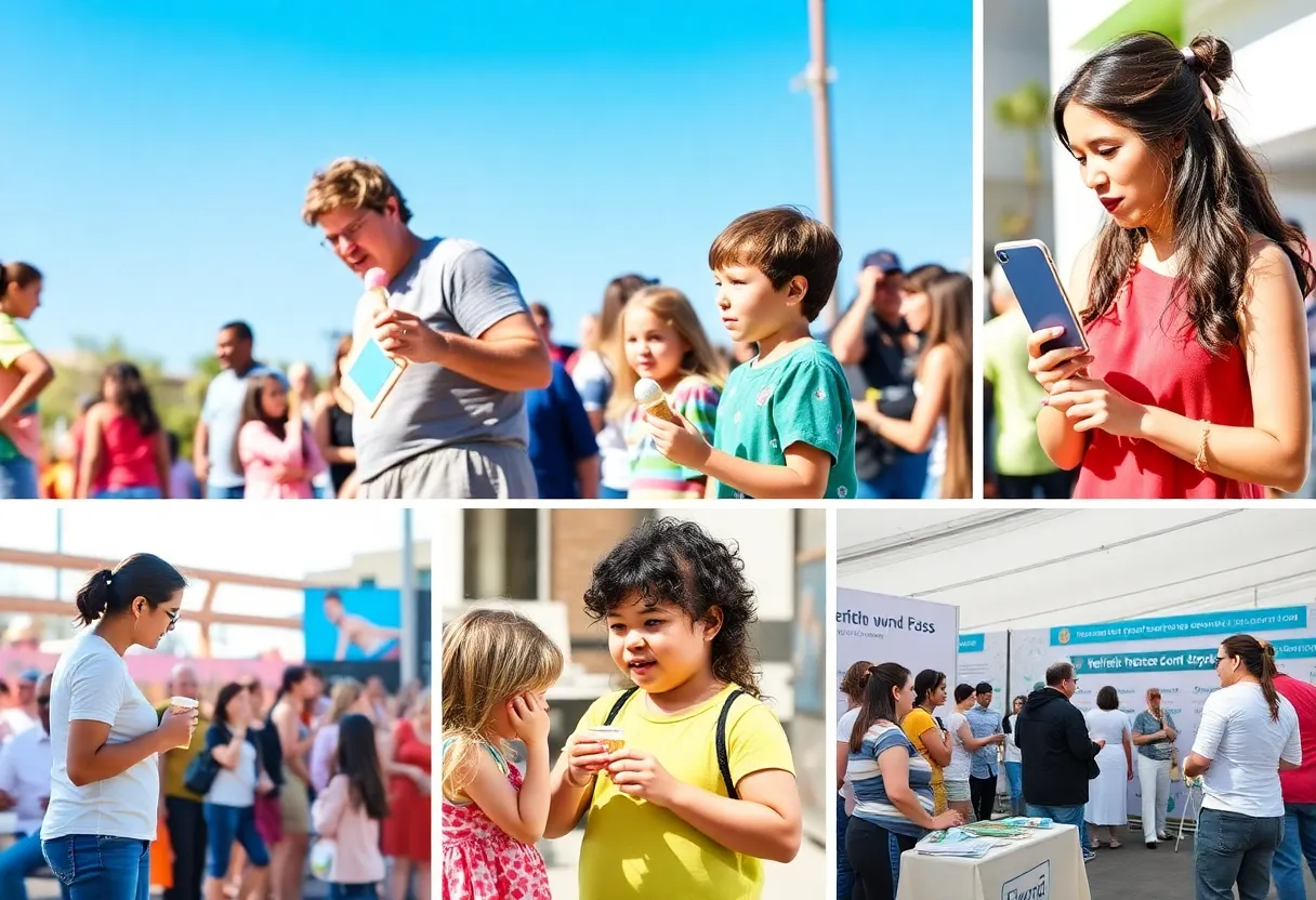 Collage of health events in Phoenix, including storytelling and an ice cream social.