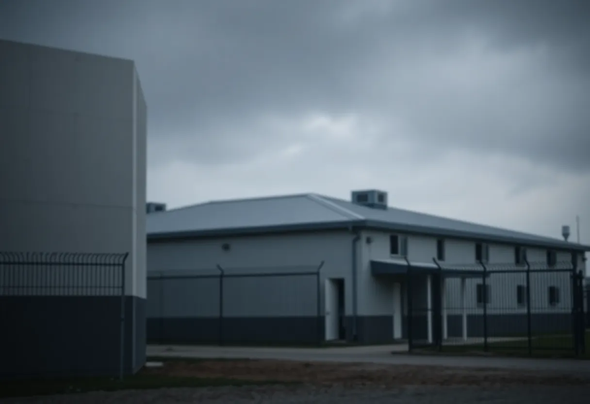 Exterior view of a detention center symbolizing concerns over detainee treatment