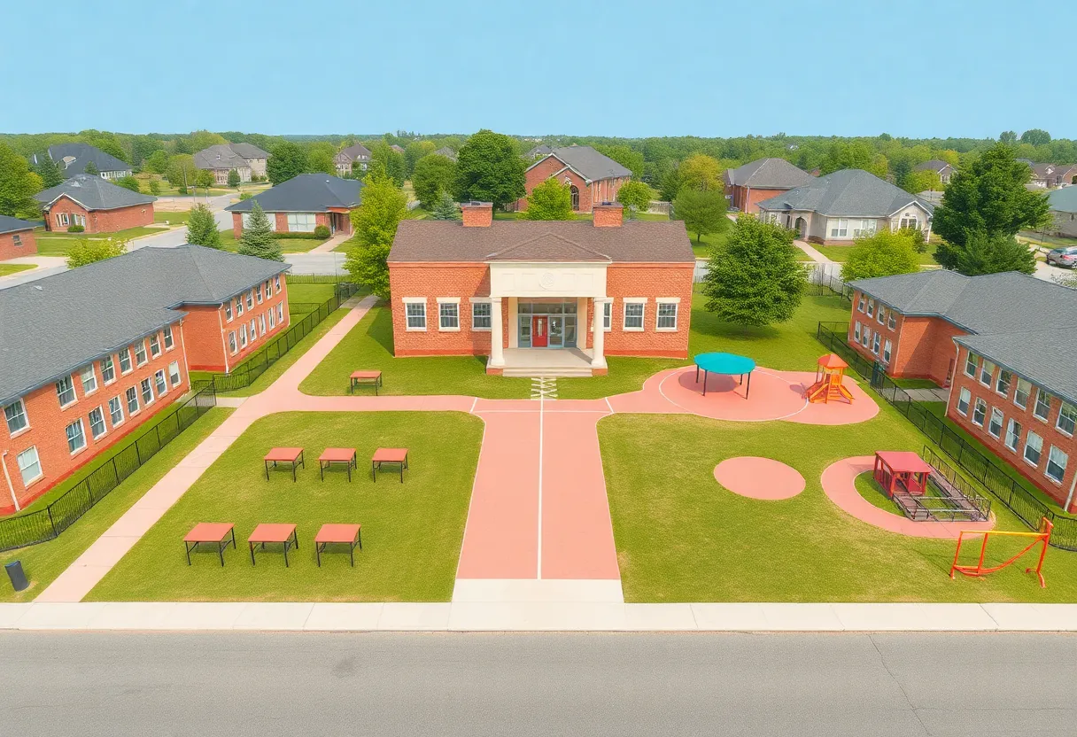 Empty playground in a school environment representing declining enrollment