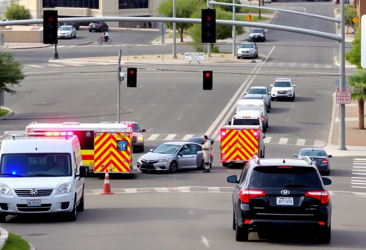 Emergency responders at the scene of a multi-vehicle crash in Laveen, Phoenix.