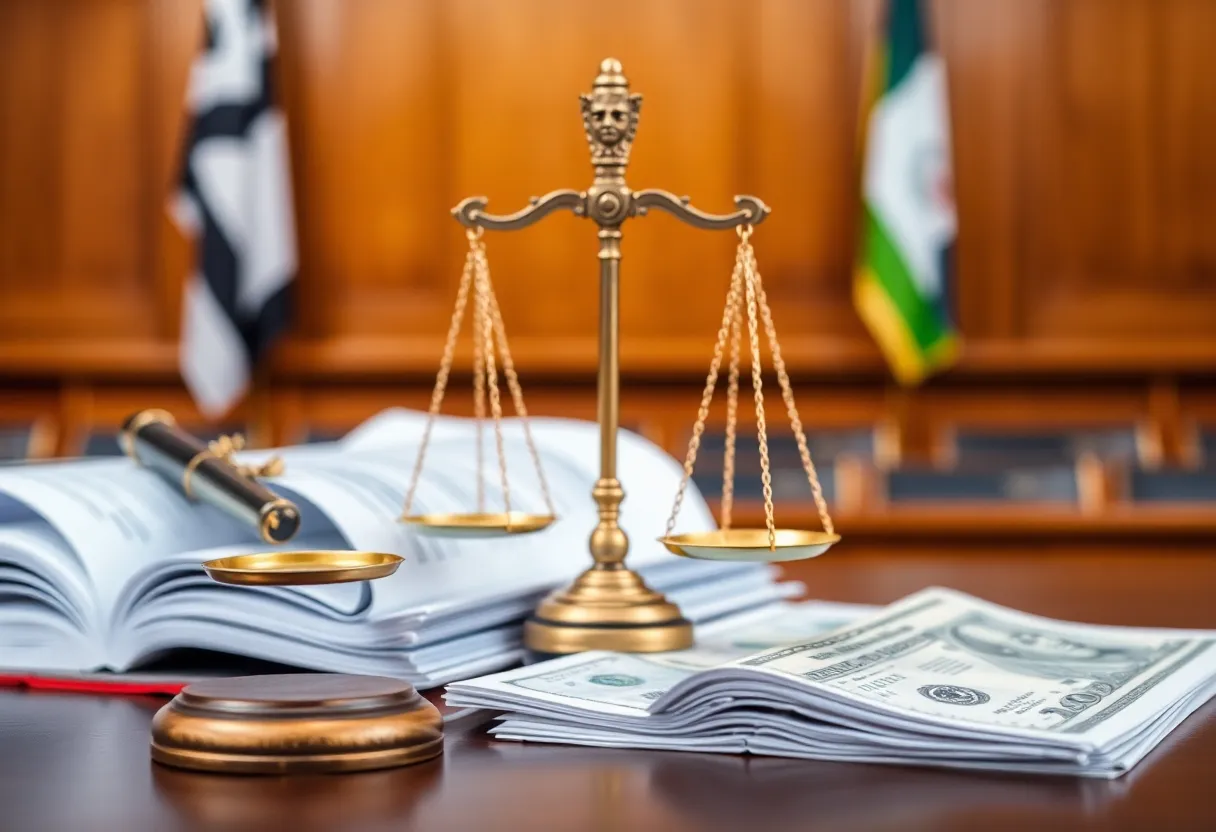 Illustration representing legal fairness and transparency in litigation funding.