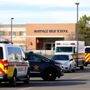 Emergency response vehicles at Maryvale High School