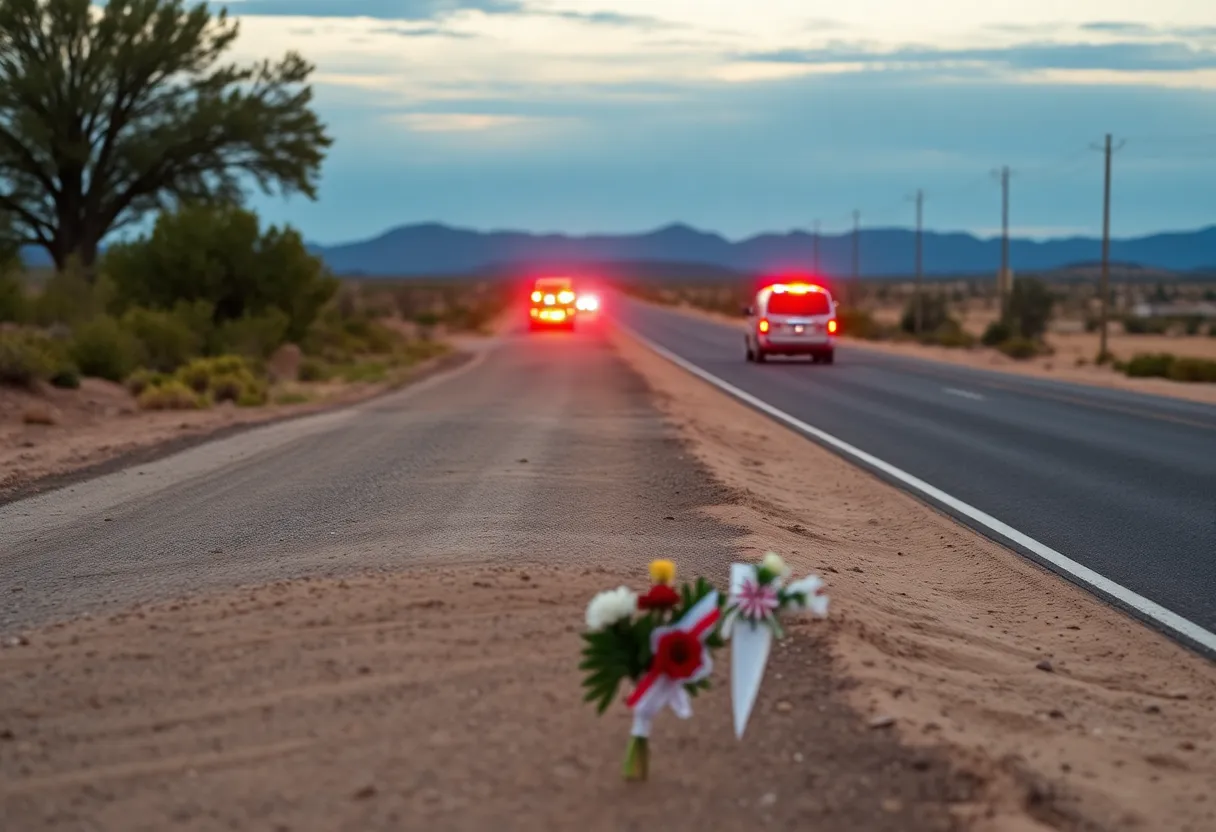 Memorial honoring firefighters at the roadside in Arizona