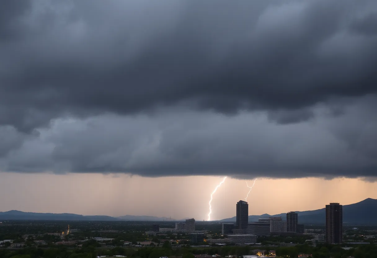 Dramatic view of a monsoon storm clouds over Phoenix skyline