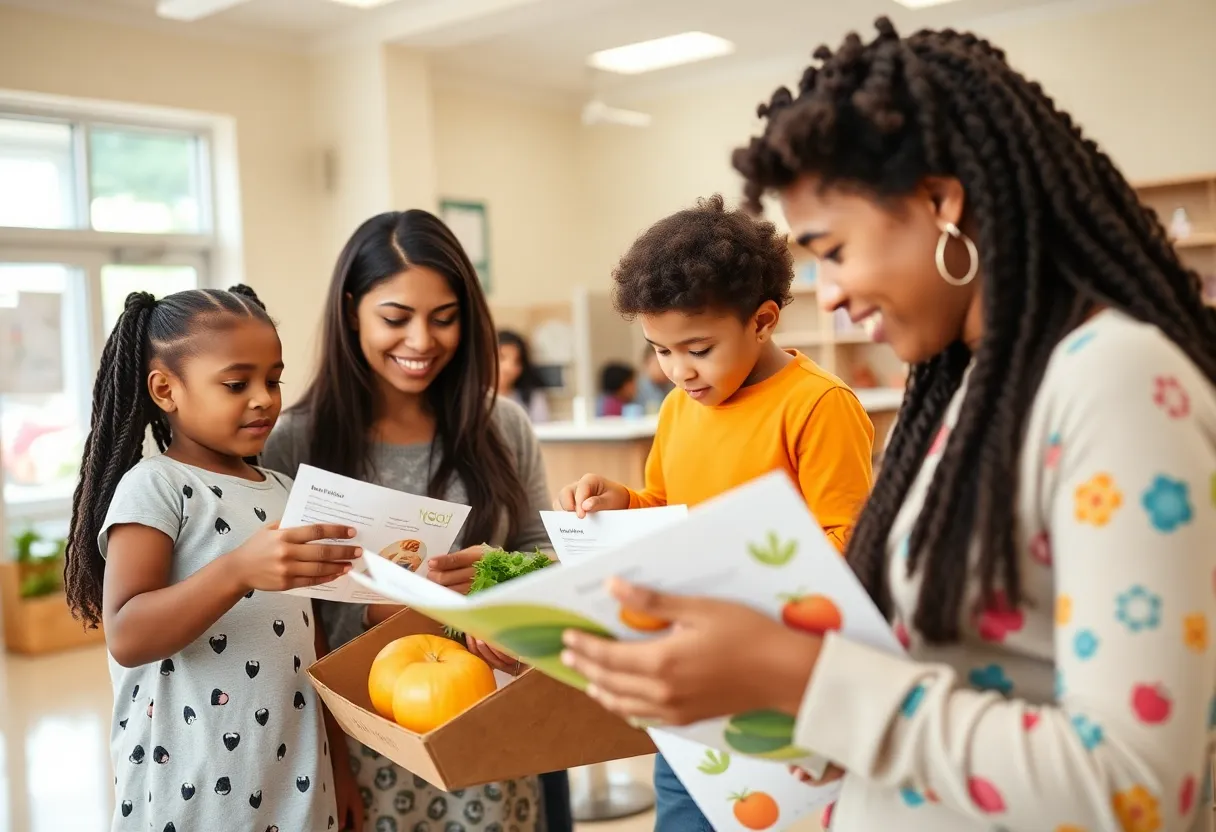 Community members learning about nutrition at a local center