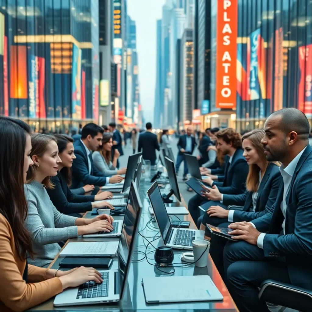 Image of professionals working in a modern office environment