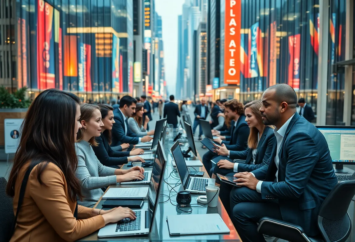 Image of professionals working in a modern office environment