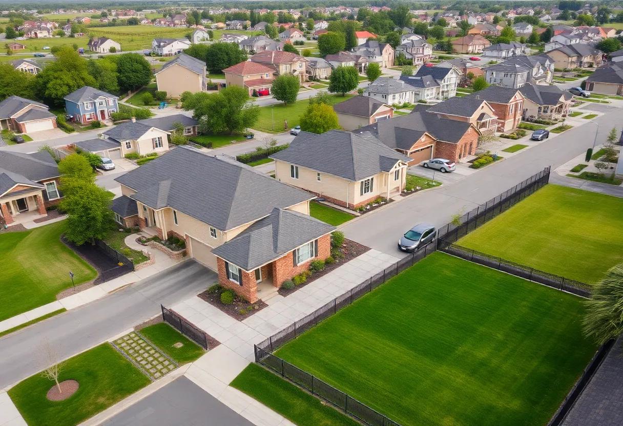 A well-maintained Owensboro neighborhood with green lawns and ongoing construction.