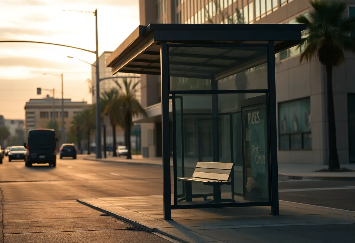 Scene of a bus stop in Phoenix where an investigation is taking place.
