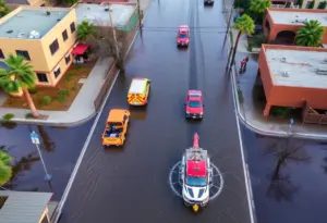 Emergency responders assisting during Phoenix flooding
