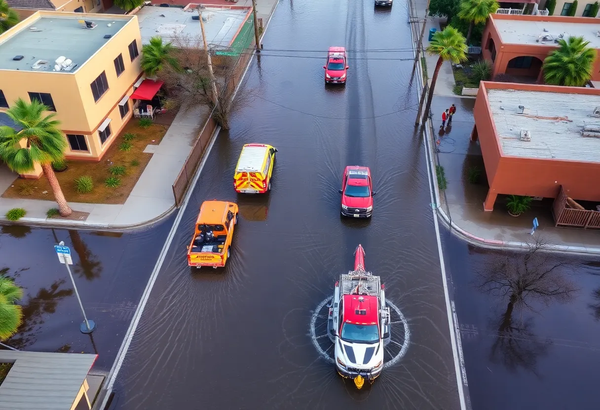 Emergency responders assisting during Phoenix flooding