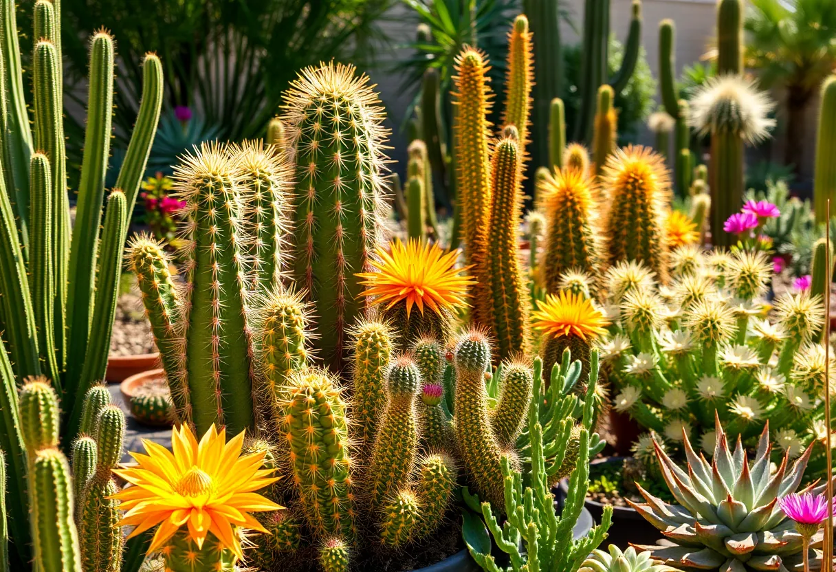 Various cacti and succulents in a Phoenix garden landscape.