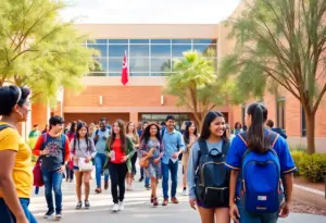 Students engaging in activities at a public high school in Phoenix