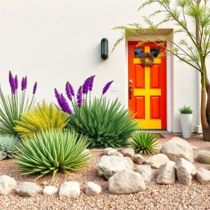 Beautiful Phoenix landscape showcasing curb appeal with native plants and hardscaping