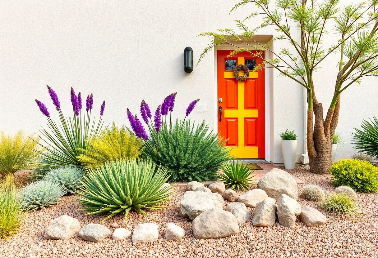 Beautiful Phoenix landscape showcasing curb appeal with native plants and hardscaping