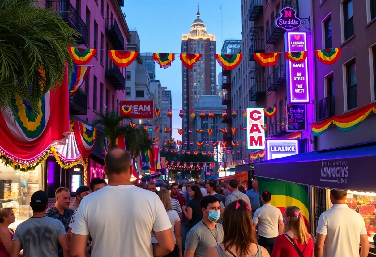 Colorful and inclusive cityscape representing LGBTQ+ community in Phoenix