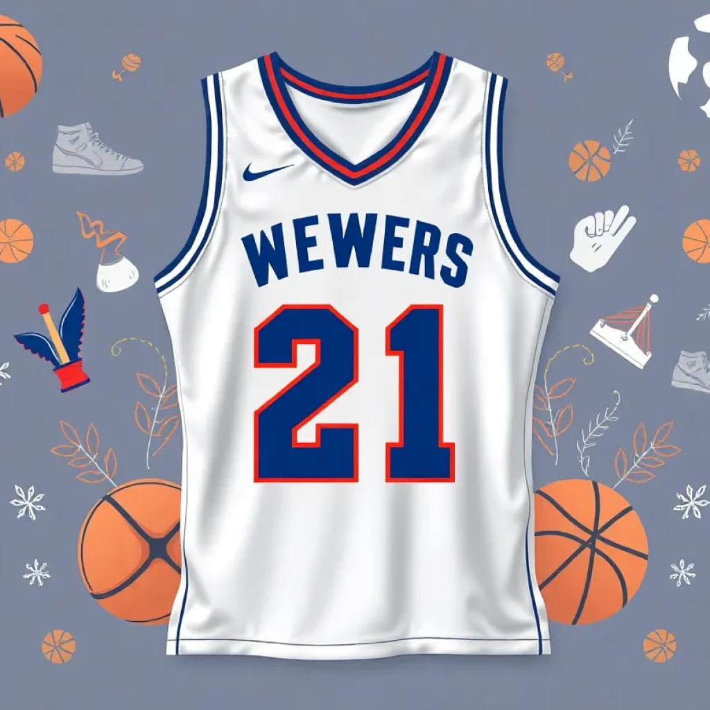 Illustration of the Phoenix Mercury No. 21 basketball jersey