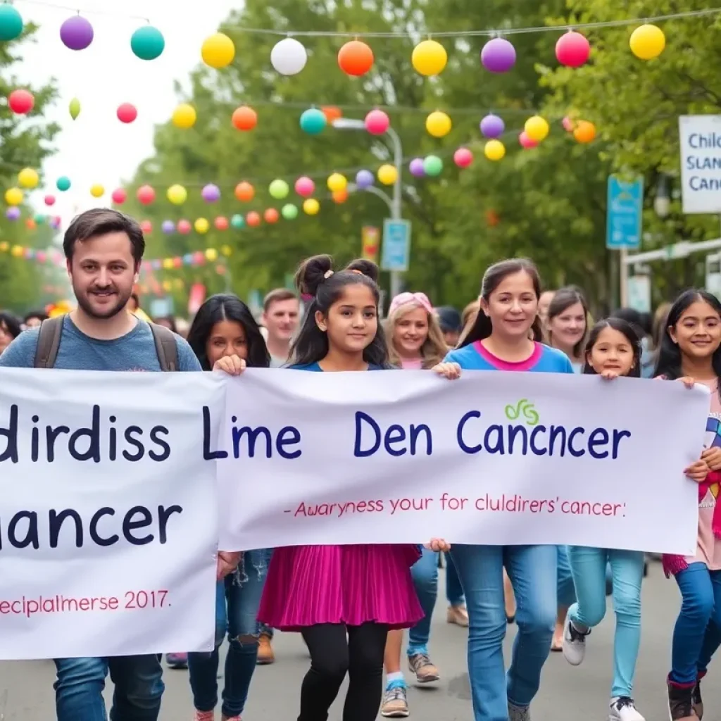 Community event for pediatric cancer awareness with families and supporters