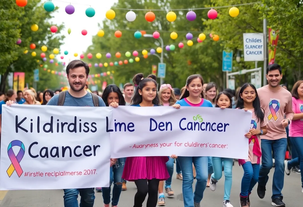 Community event for pediatric cancer awareness with families and supporters